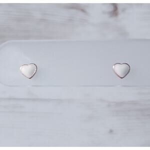 Stud Earrings - White Hearts with Rose Gold Tone Halo